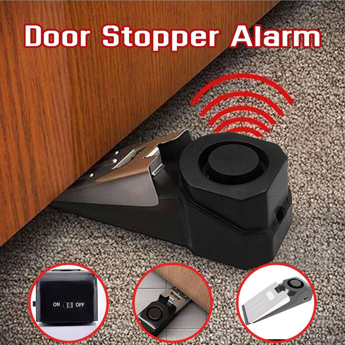 Sim Gsm Alarm - ワイヤレスドアストップアラームシステム 120dB ウェッジ型セキュリティフロアドアストップ ホームドアストッププレッシャーアラーム
